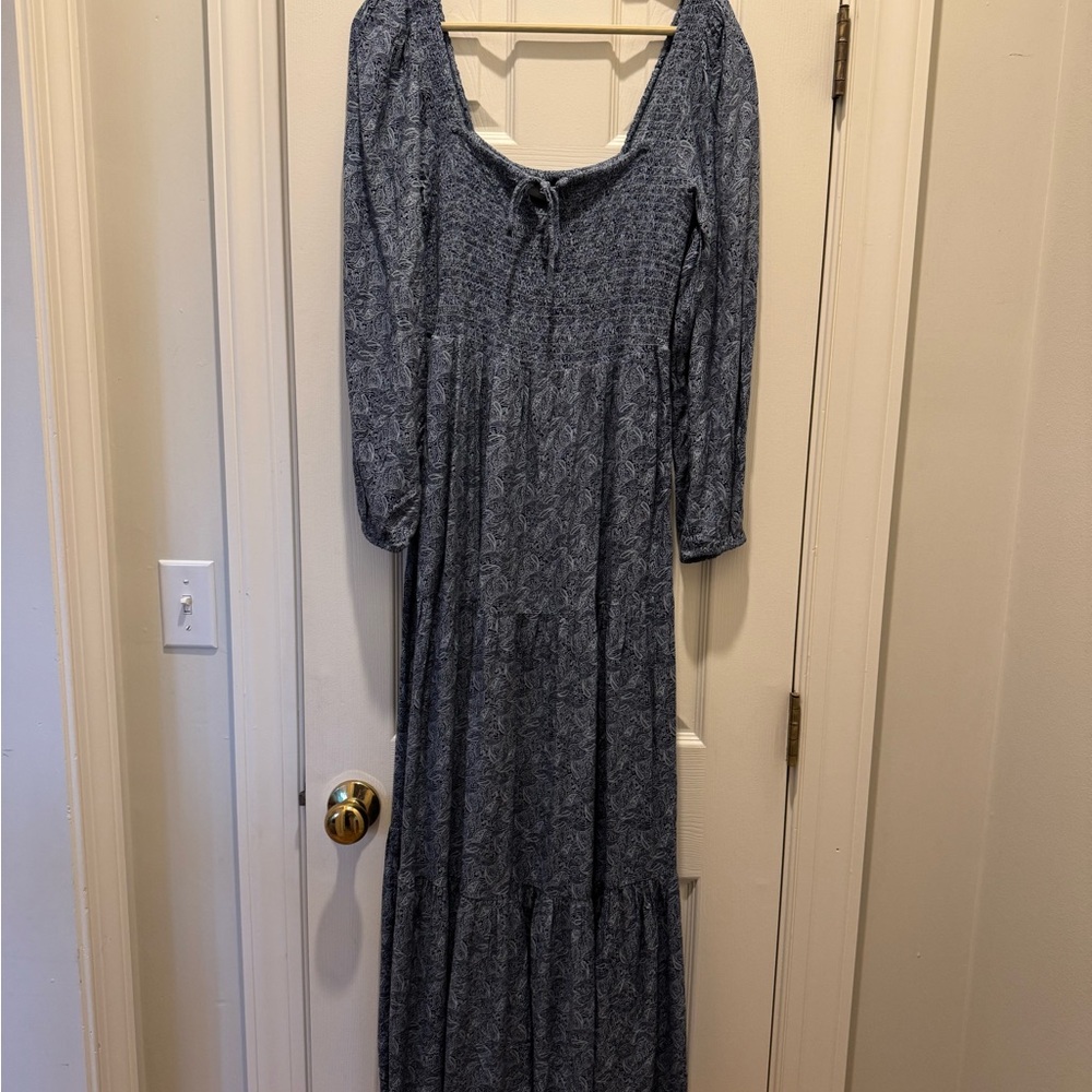Elegant Blue Long Sleeve Dress